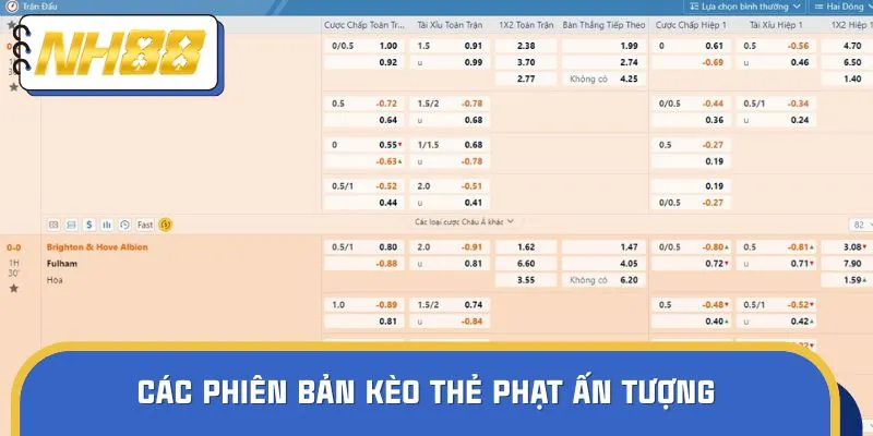 Các phiên bản kèo thẻ phạt ấn tượng
