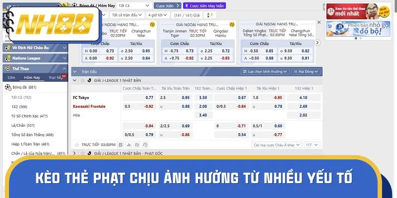 Kèo thẻ phạt chịu ảnh hưởng từ nhiều yếu tố